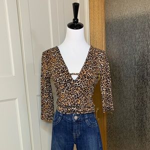 Silent+Noise Deep V Cheetah Top CA